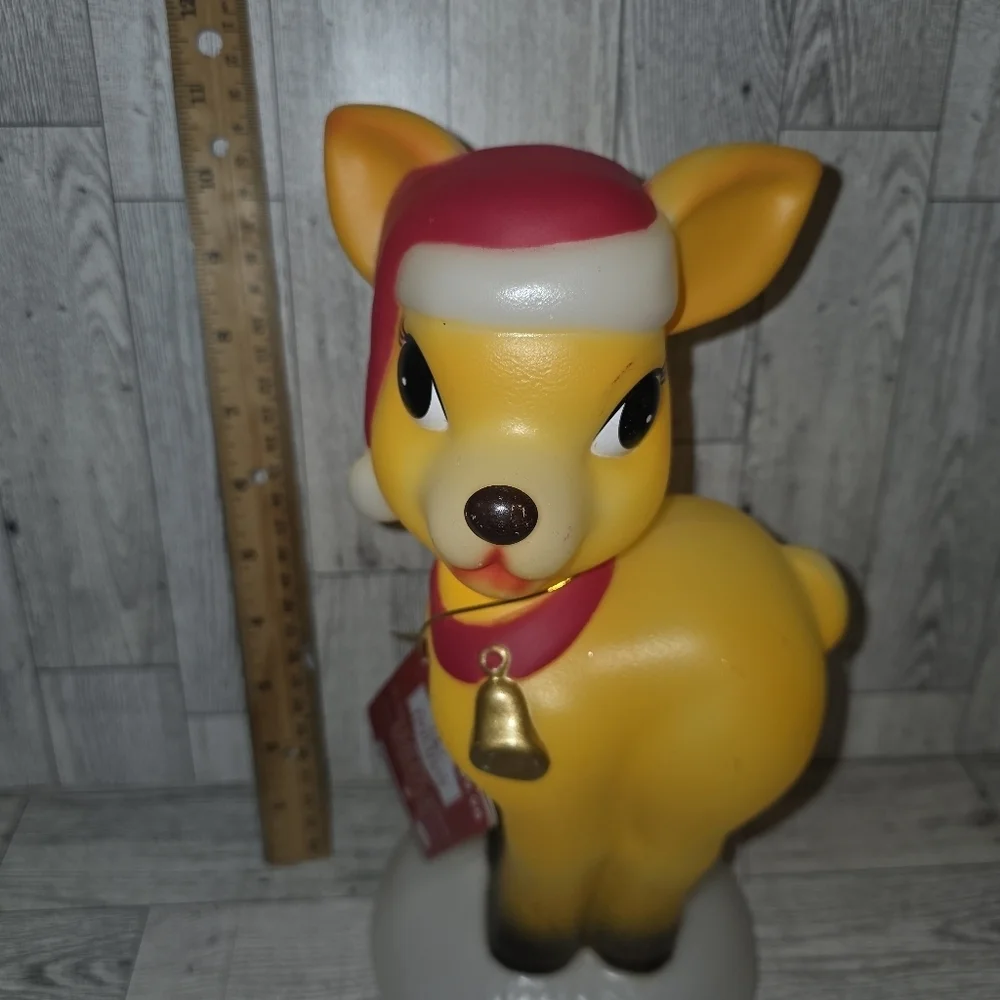 Festive Yellow Reindeer with Red Accents Lights Up